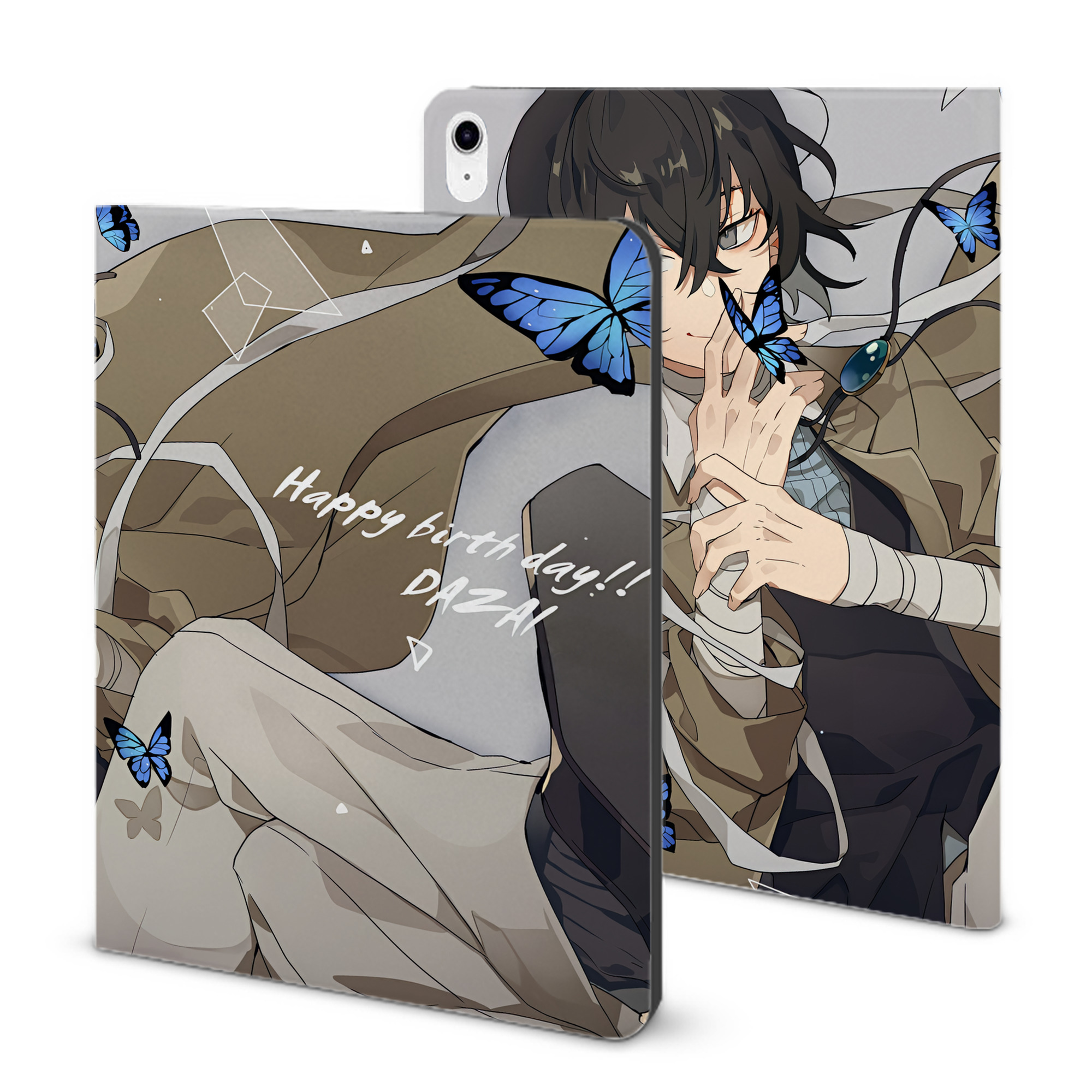 （画像用） 文豪ストレイドッグス Bungo Stray Dogs IPad ケース ブック型 PUレザー TPU 耐衝撃 軽量 薄型 ペン収納なし 全面保護 IPad 各モデル対応